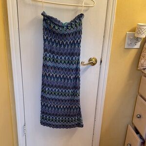 Hourglass Strapless Blue and Green Dress